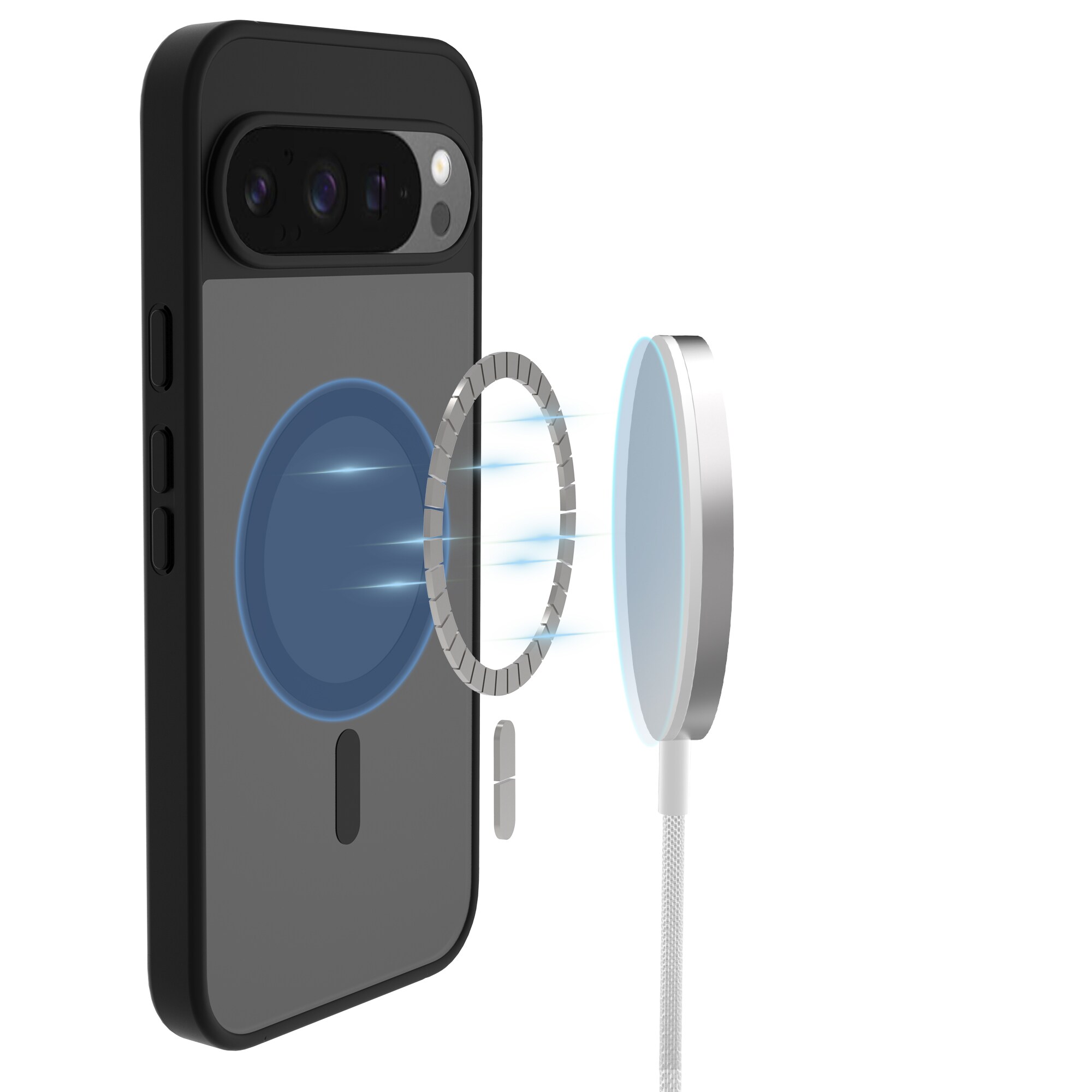 Google Pixel 9 Pro XL Hybrid-cover magnetisk, Frosted Black