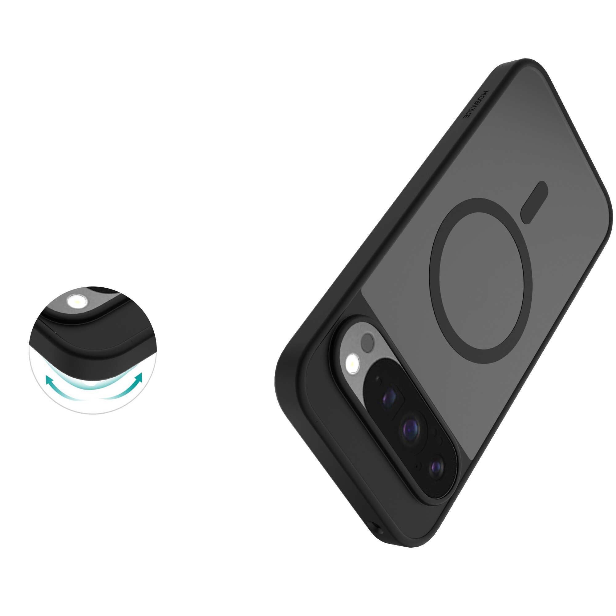 Google Pixel 9 Pro XL Hybrid-cover magnetisk, Frosted Black