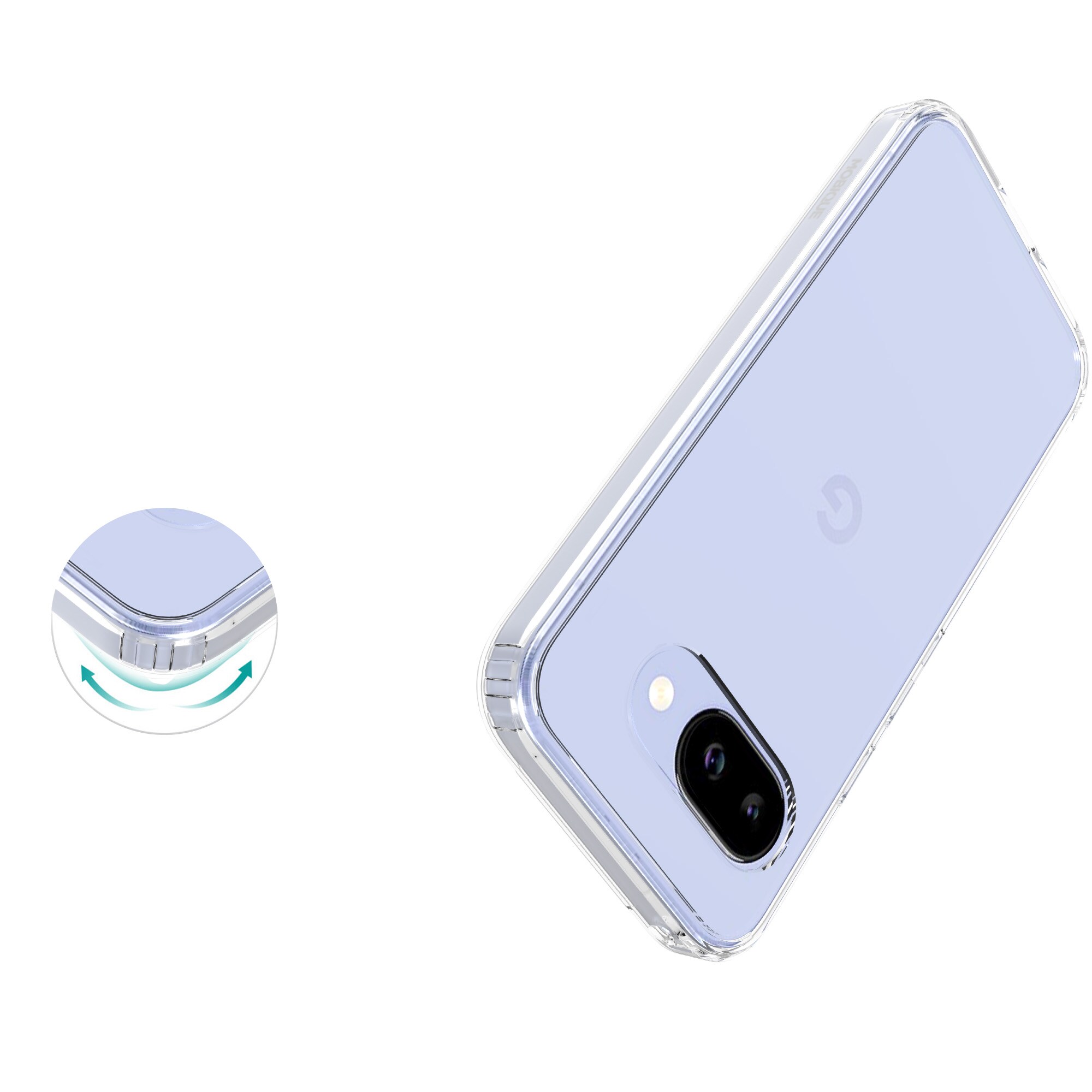 Google Pixel 9a Crystal Hybrid-cover, Gennemsigtig