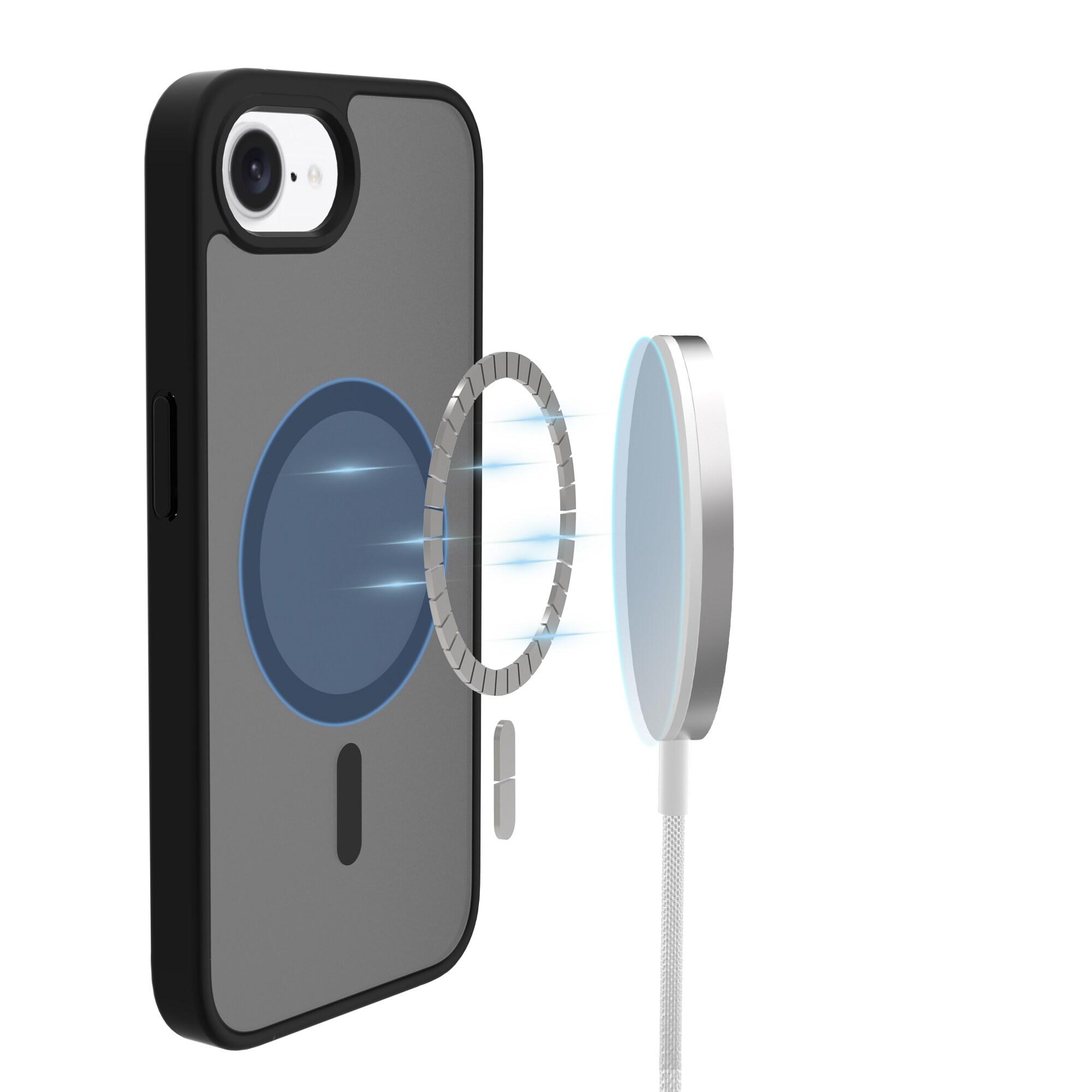 iPhone 16e Hybrid-cover magnetisk, Frosted Black