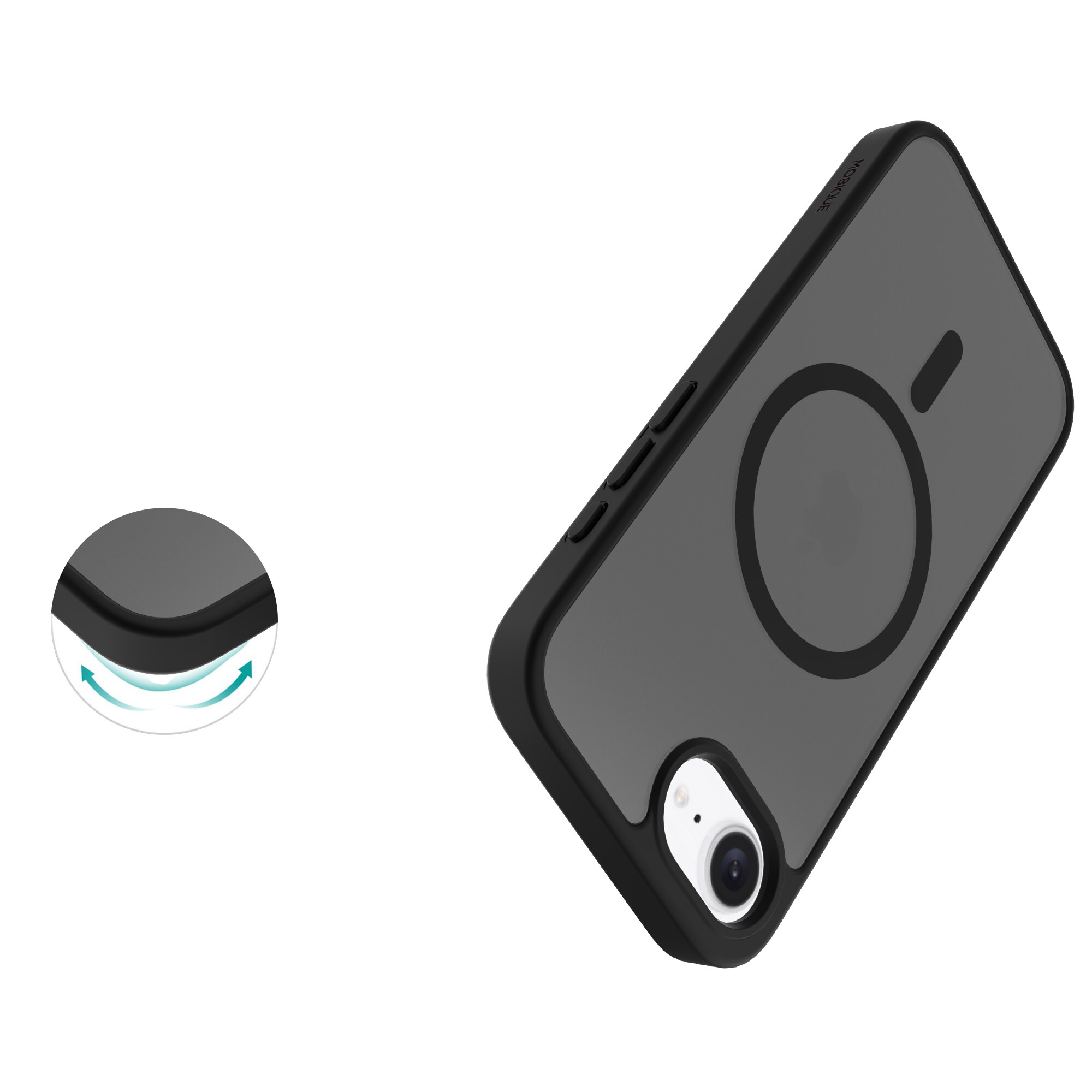 iPhone 16e Hybrid-cover magnetisk, Frosted Black