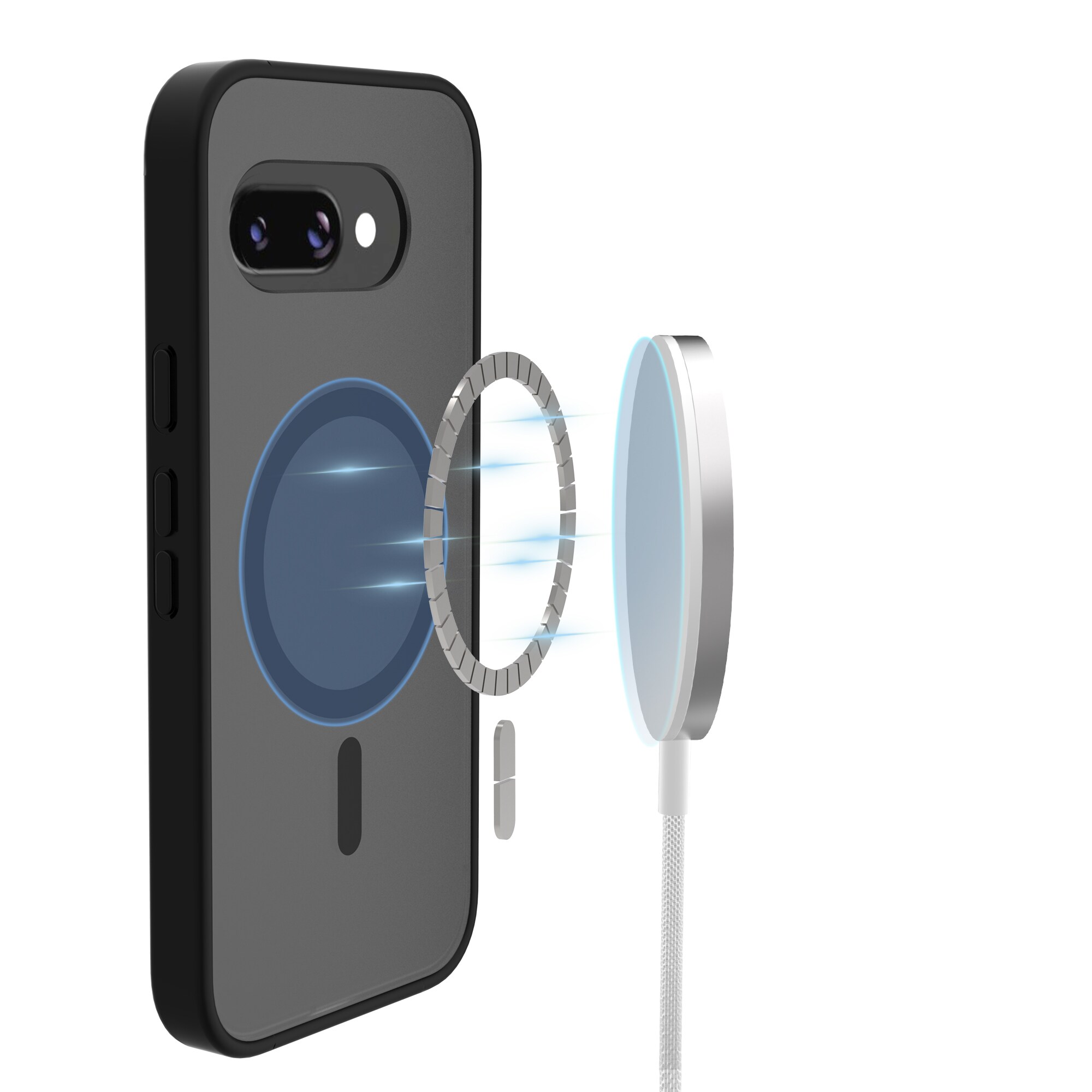 Google Pixel 9a Hybrid-cover magnetisk, Frosted Black