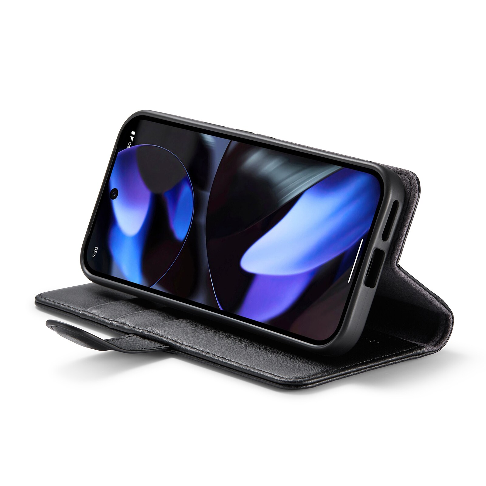 Google Pixel 9a Pungetui i ægte læder, Sort