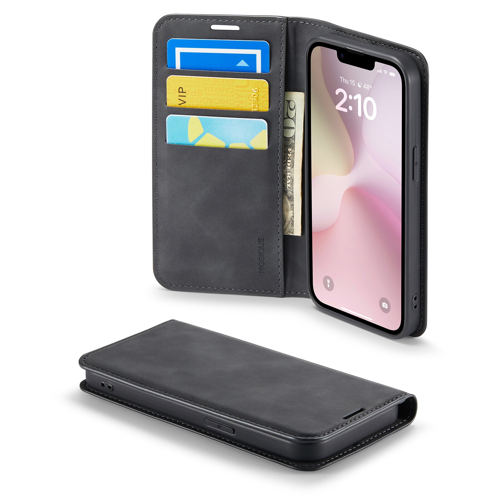 iPhone 16e Slankt etui med kortholder, Sort