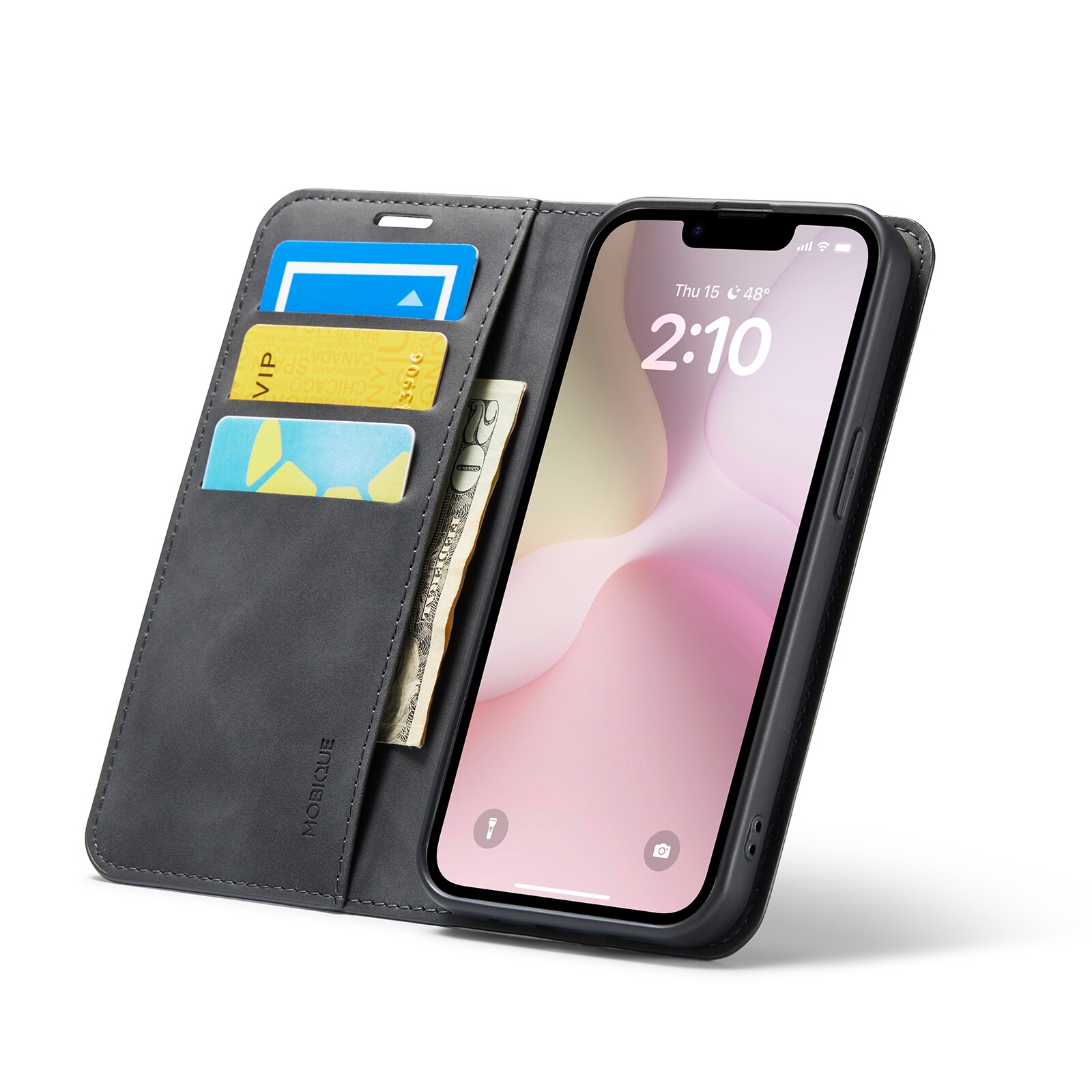 iPhone 16e Slankt etui med kortholder, Sort