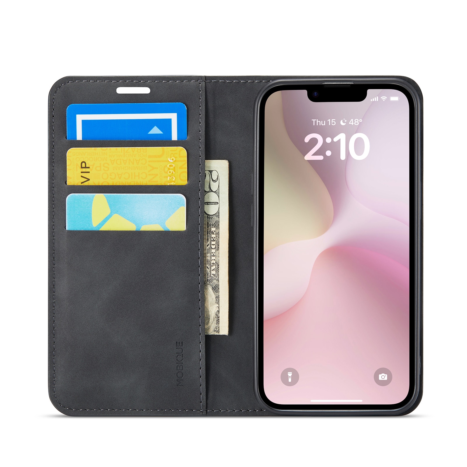 iPhone 16e Slankt etui med kortholder, Sort