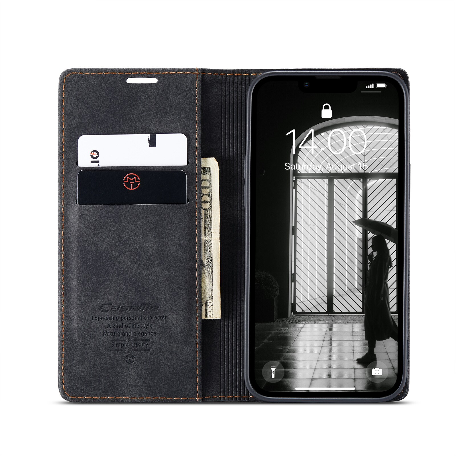 iPhone 16e Slankt pungetui, Sort