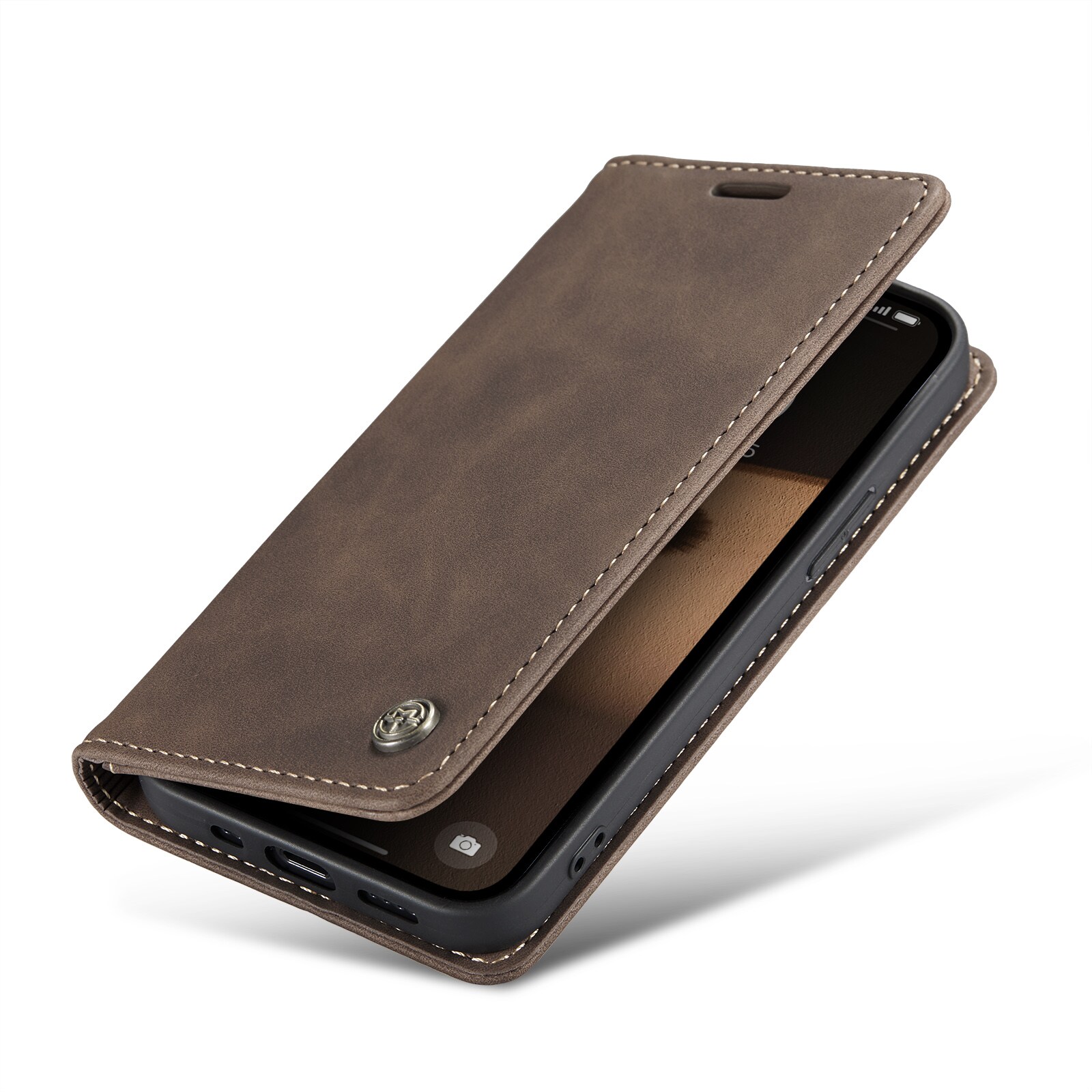 iPhone 16e Slankt pungetui, Brun