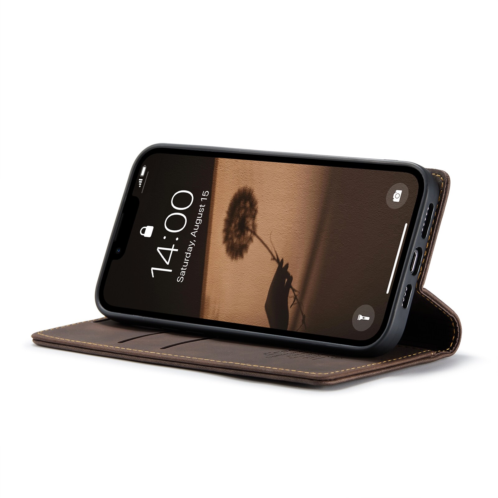 iPhone 16e Slankt pungetui, Brun