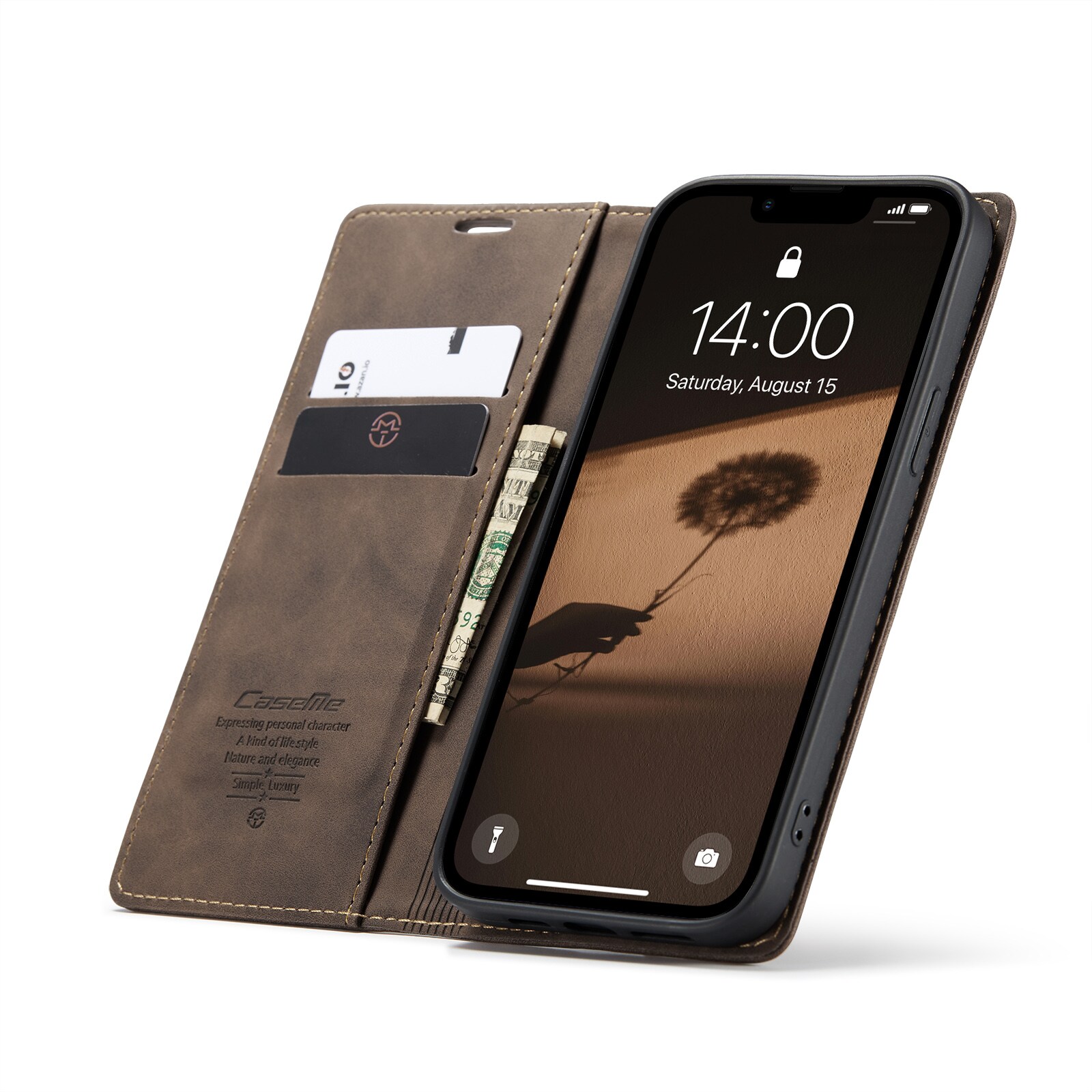 iPhone 16e Slankt pungetui, Brun