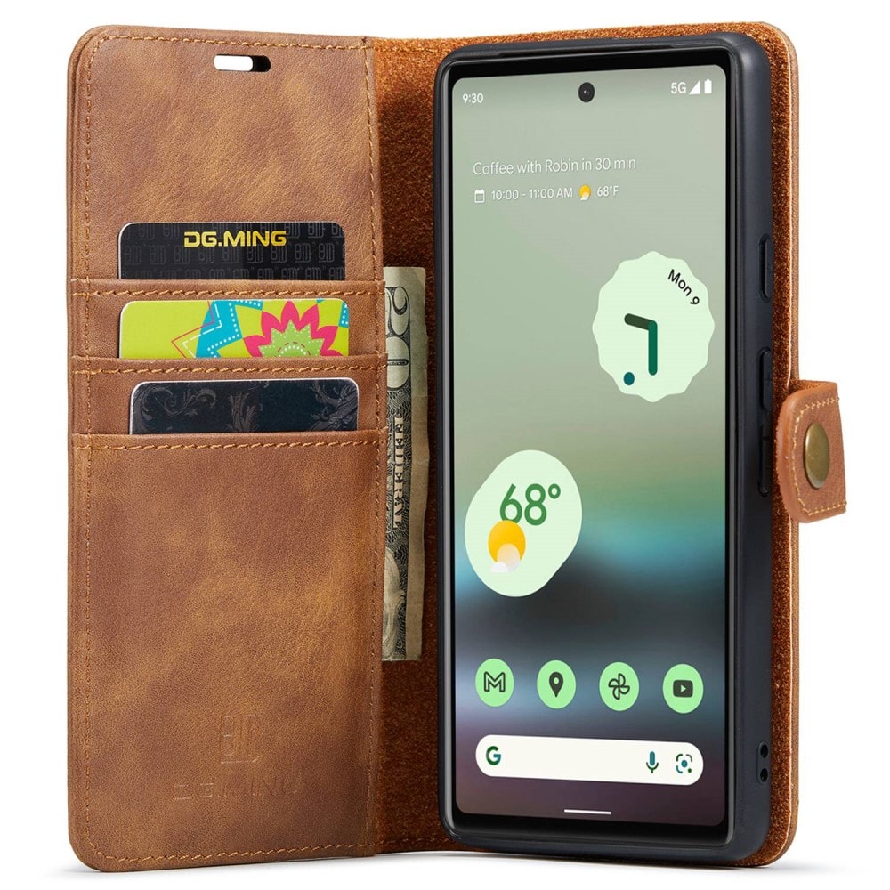 Google Pixel 6a Pungetui med aftageligt cover, Cognac