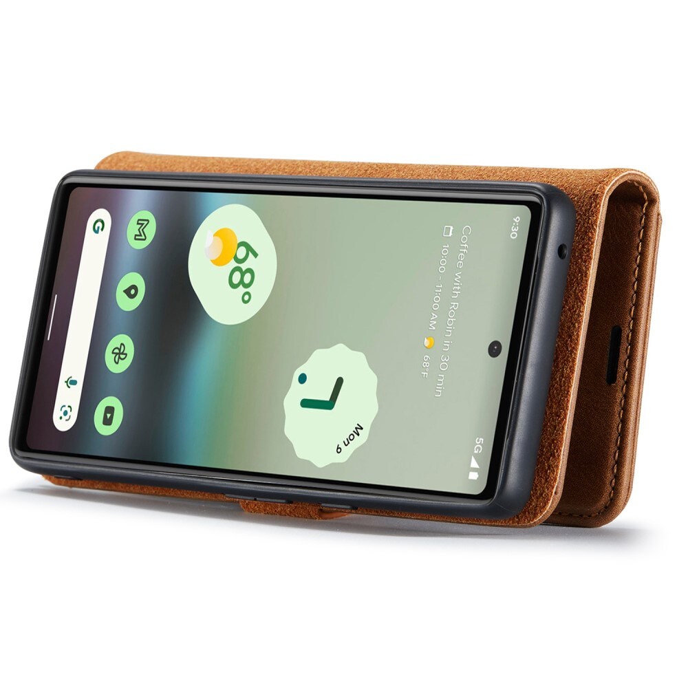 Google Pixel 6a Pungetui med aftageligt cover, Cognac