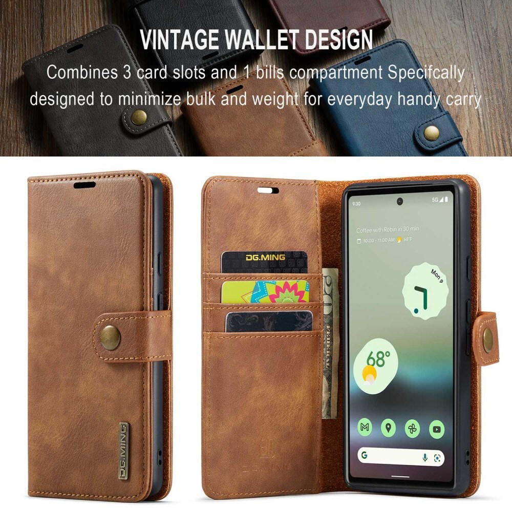 Google Pixel 6a Pungetui med aftageligt cover, Cognac