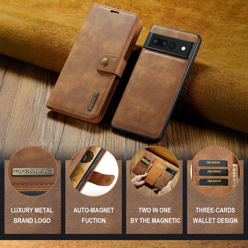 Google Pixel 7 Pro Pungetui med aftageligt cover, Cognac