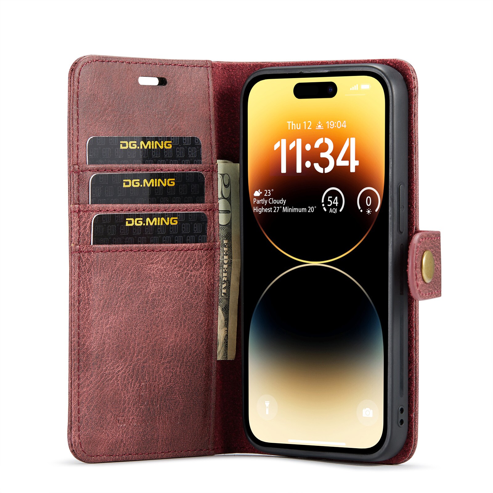 iPhone 14 Pro Pungetui med aftageligt cover, Red