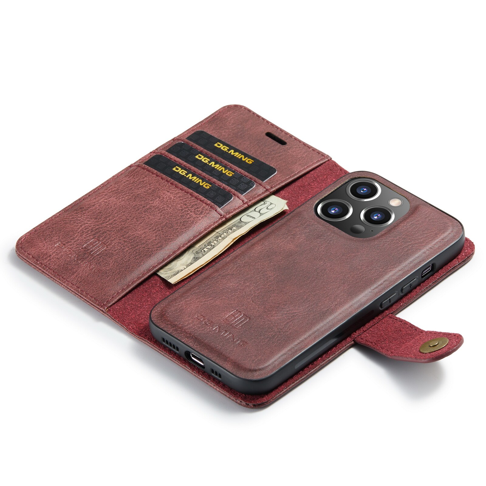 iPhone 14 Pro Pungetui med aftageligt cover, Red