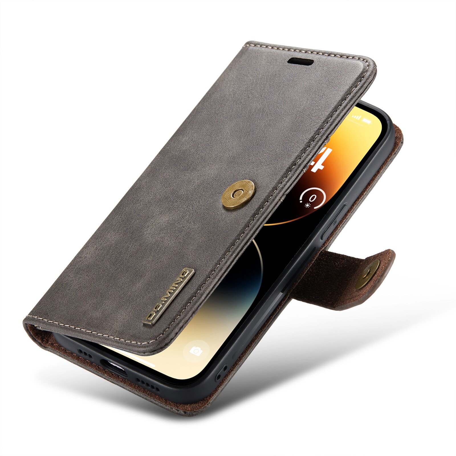iPhone 15 Pro Max Pungetui med aftageligt cover, Brown