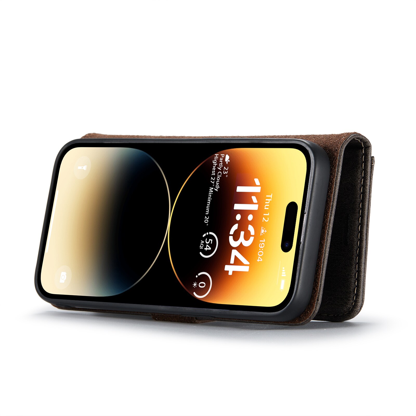 iPhone 15 Pro Max Pungetui med aftageligt cover, Brown