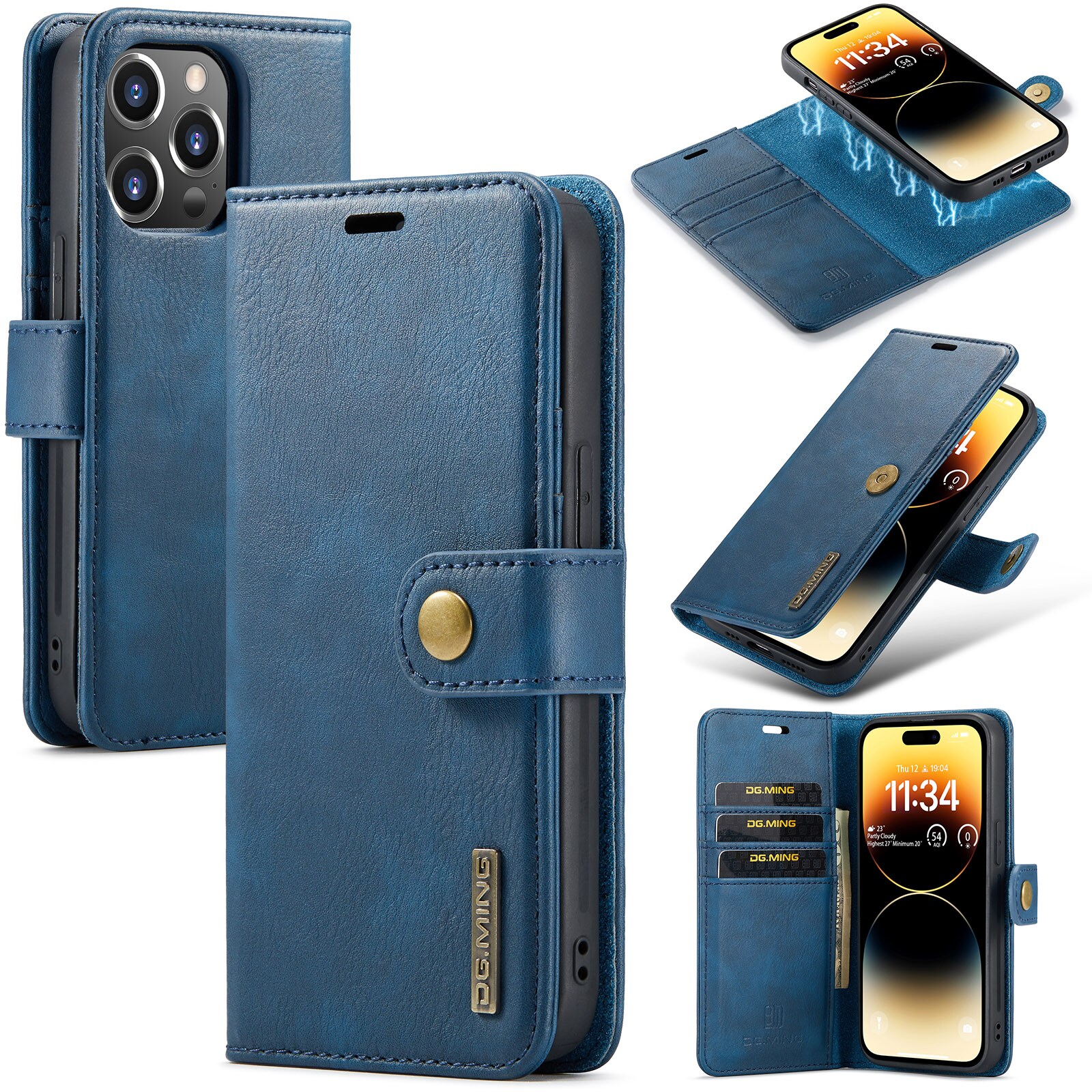 iPhone 15 Pro Max Pungetui med aftageligt cover, Blue