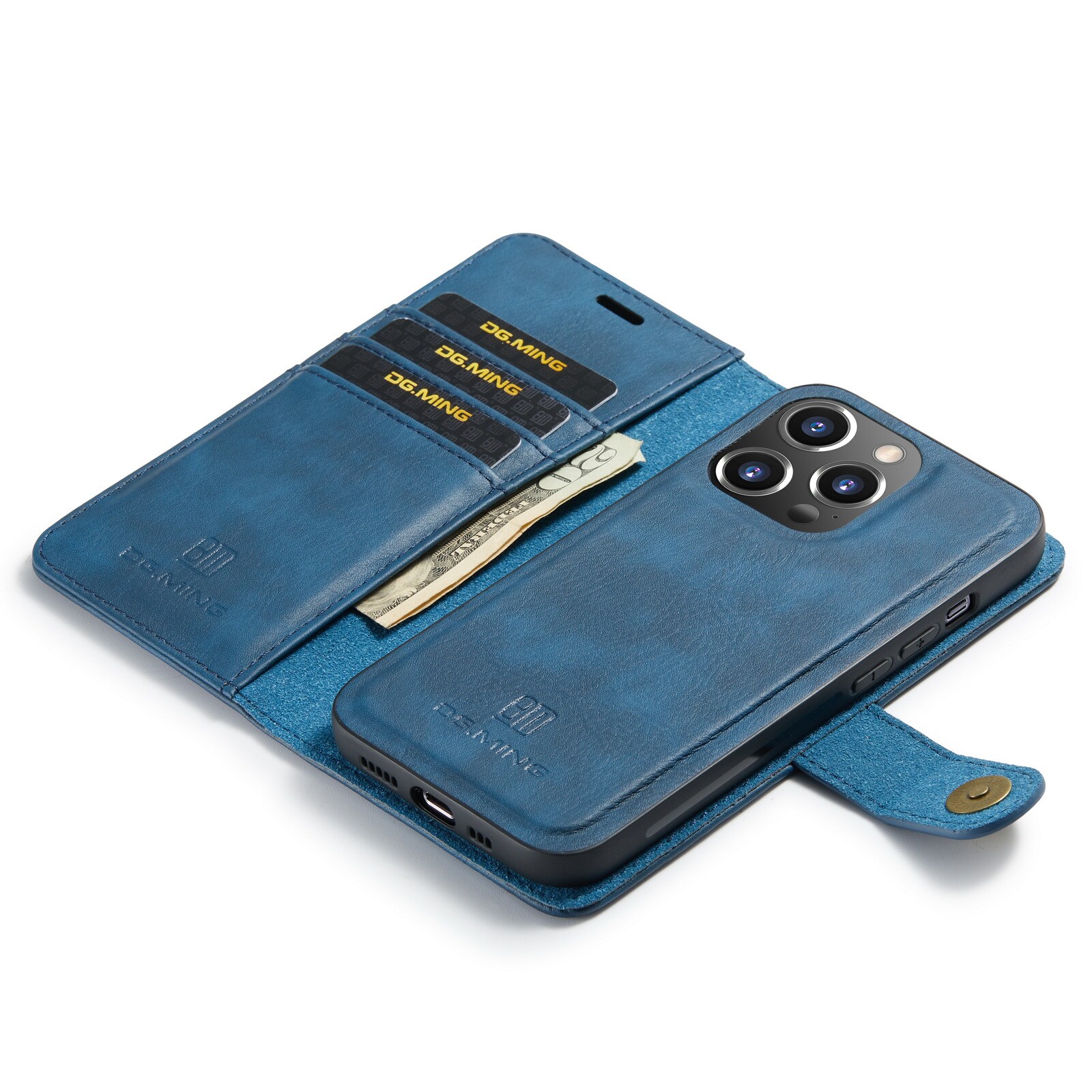 iPhone 15 Pro Pungetui med aftageligt cover, Blue