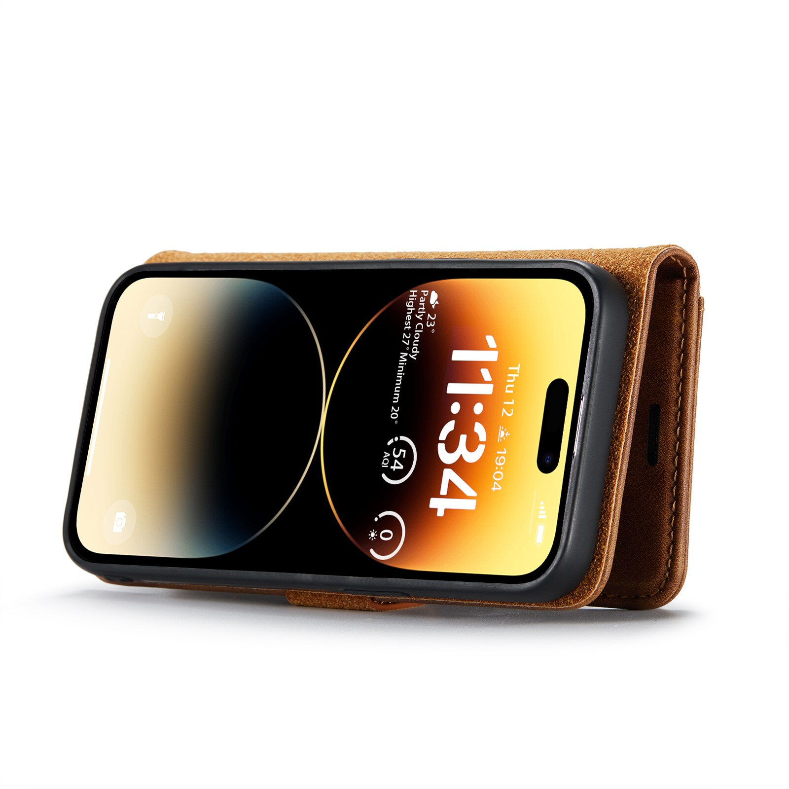 iPhone 14 Pro Max Pungetui med aftageligt cover, Cognac