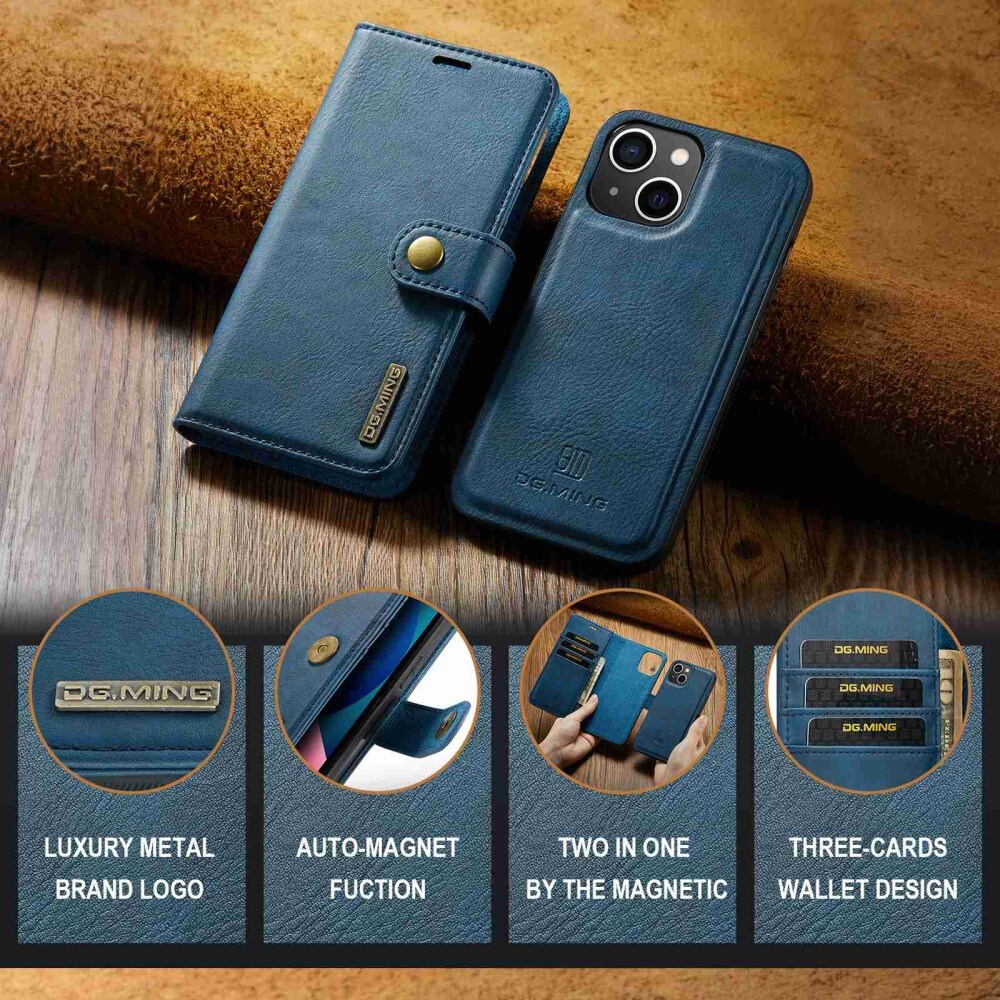 iPhone 14 Pungetui med aftageligt cover, Blue