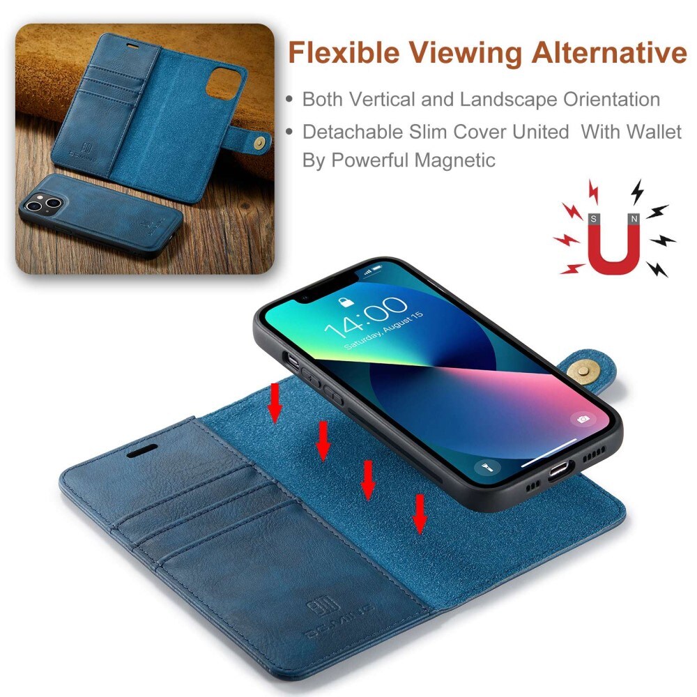 iPhone 14 Pungetui med aftageligt cover, Blue
