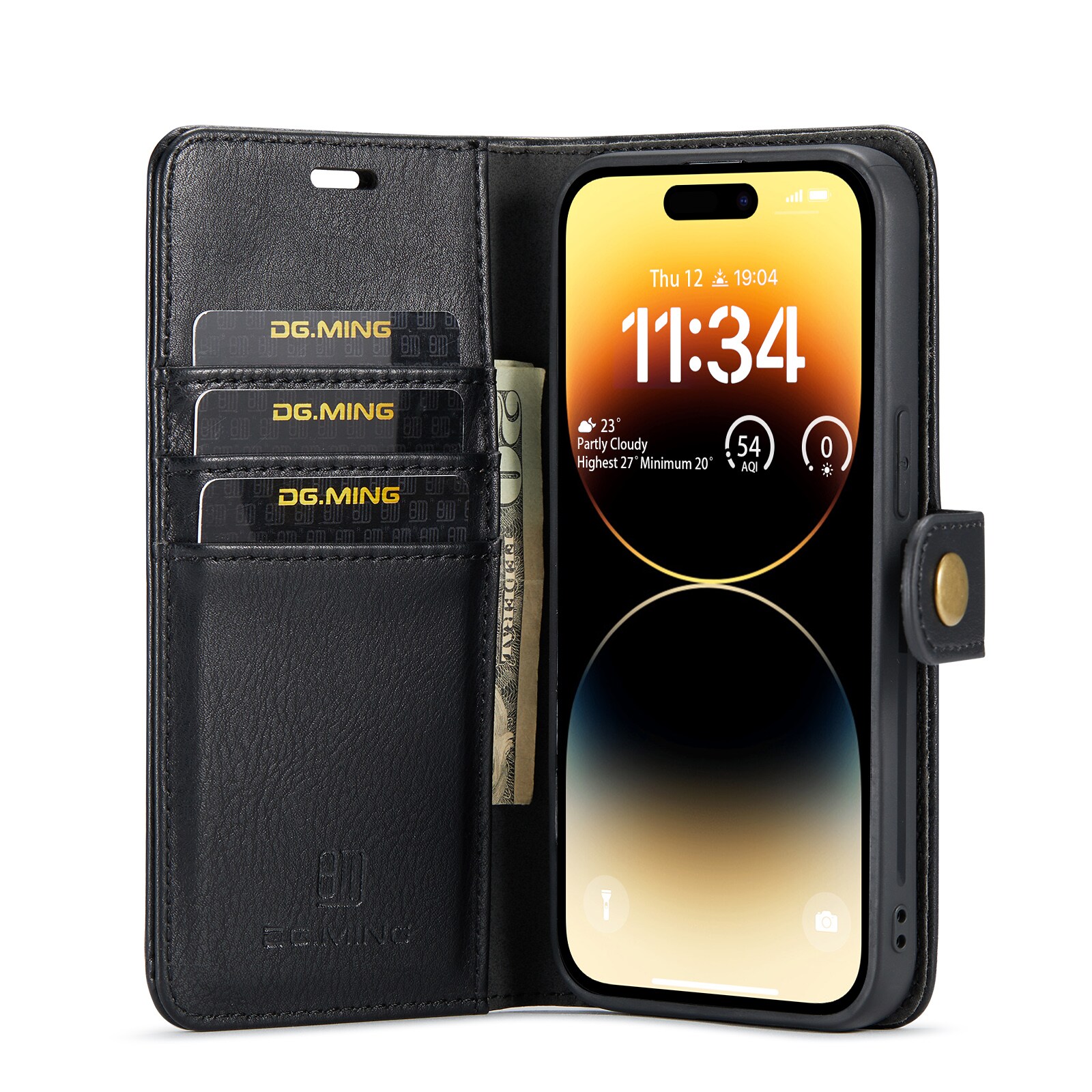 iPhone 14 Pro Max Pungetui med aftageligt cover, Black