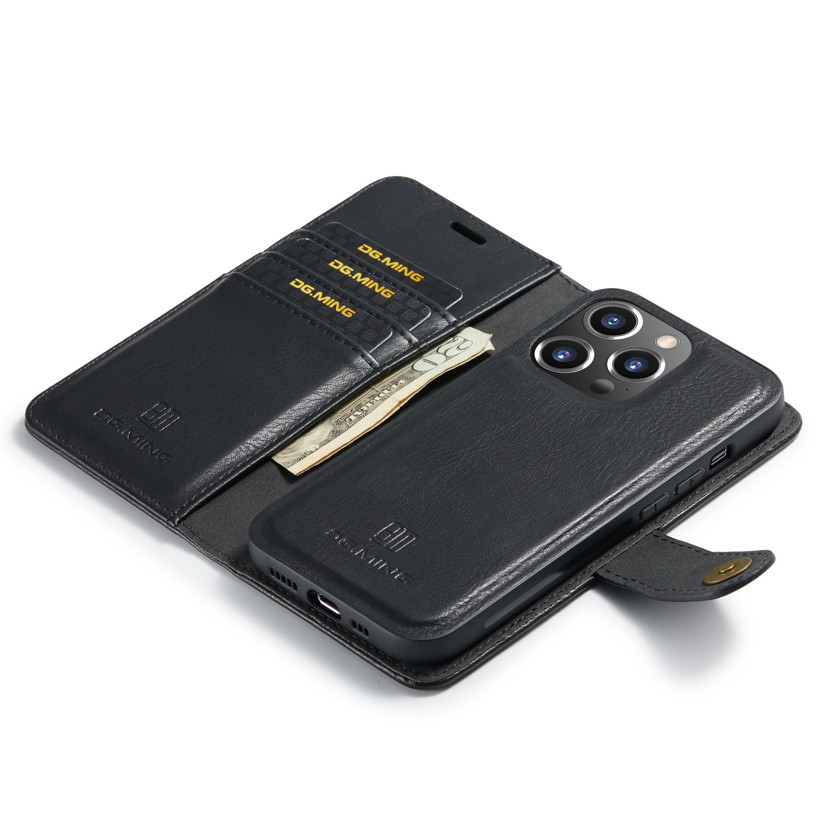 iPhone 14 Pro Max Pungetui med aftageligt cover, Black