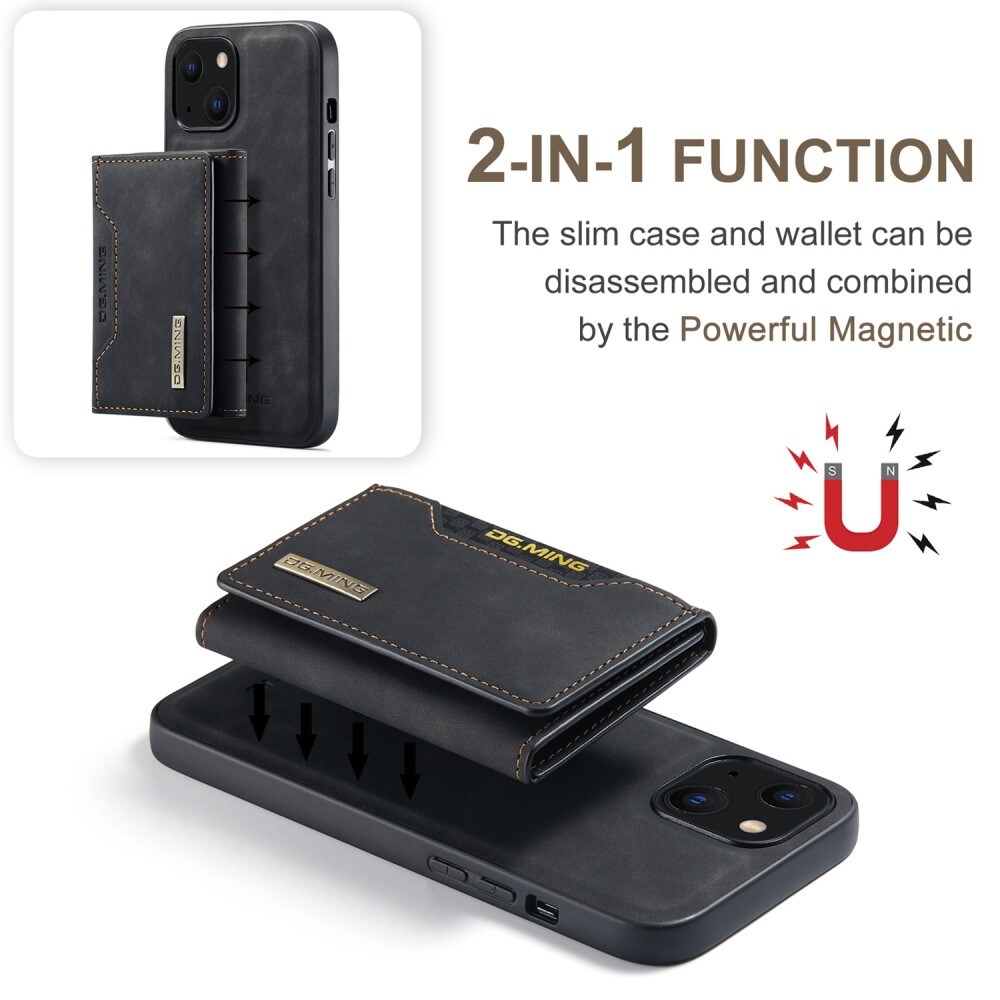 iPhone 15 Cover med aftagelig pung, Sort