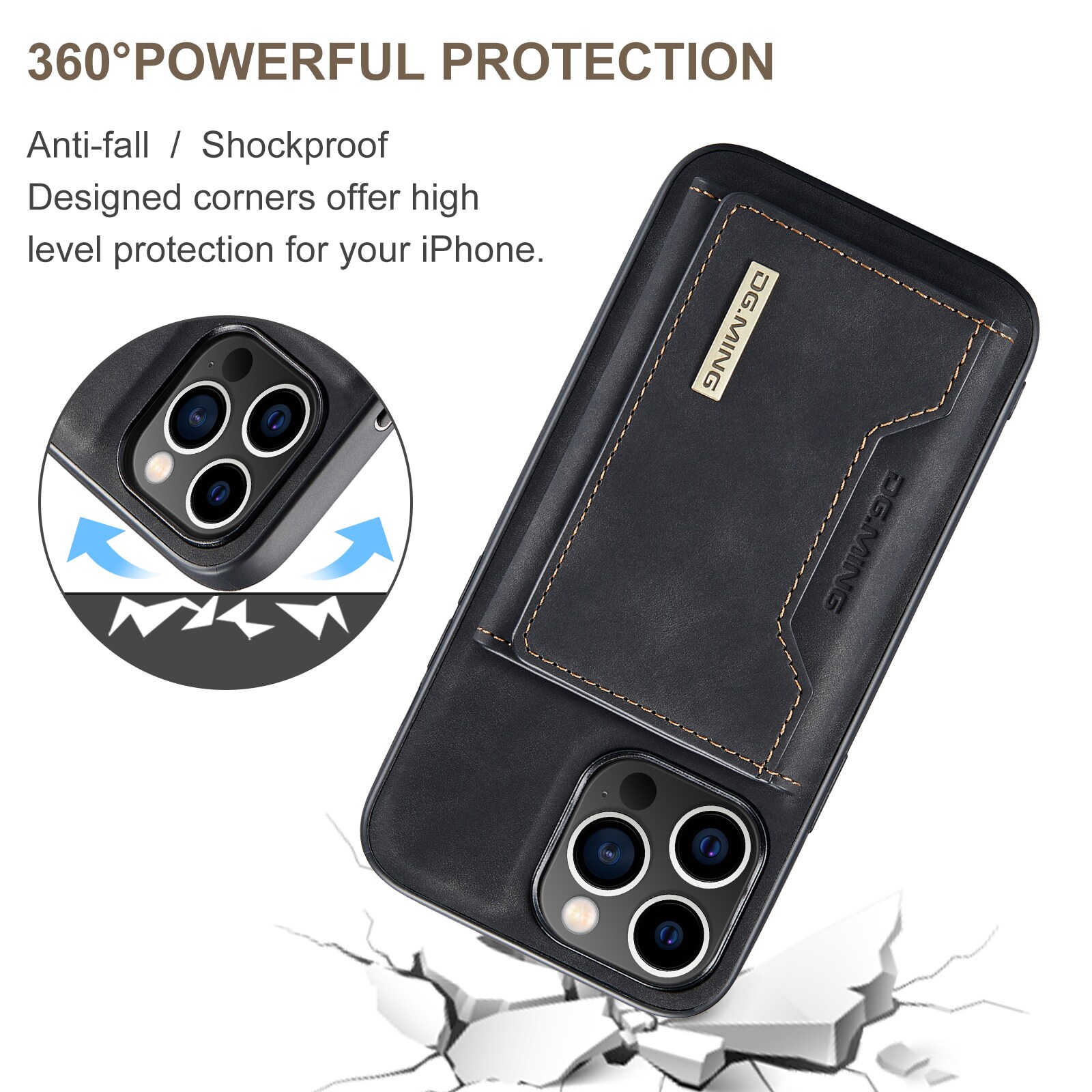 iPhone 15 Pro Cover med aftagelig pung, Sort