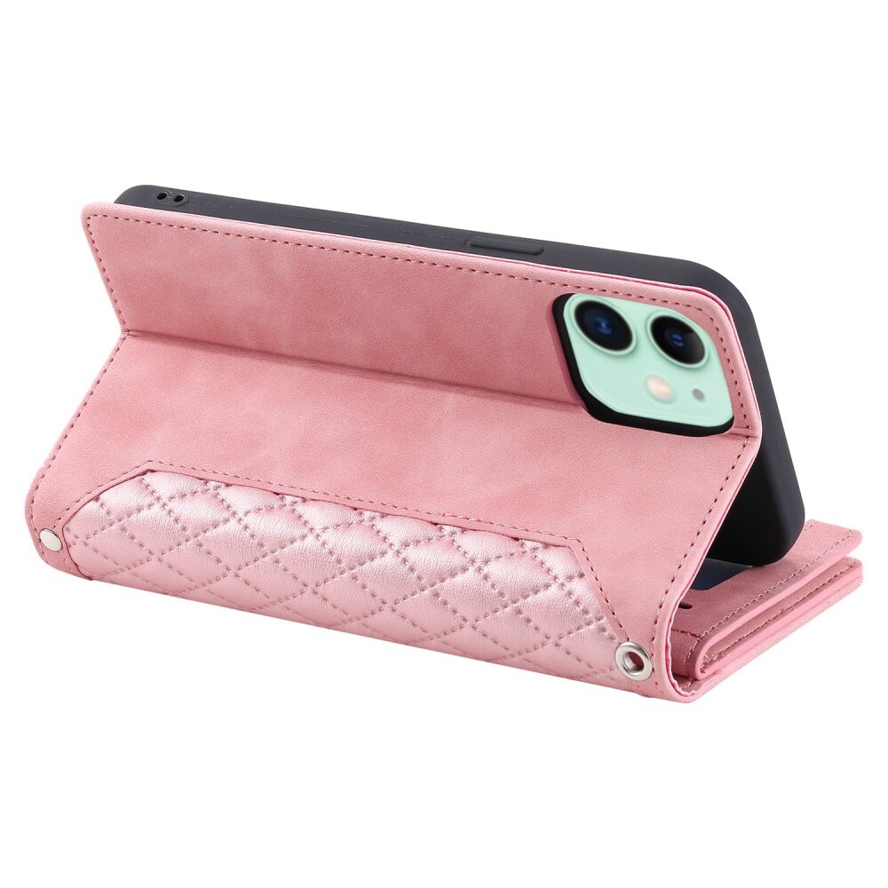 iPhone 11 Quiltet pungtaske, Lyserød