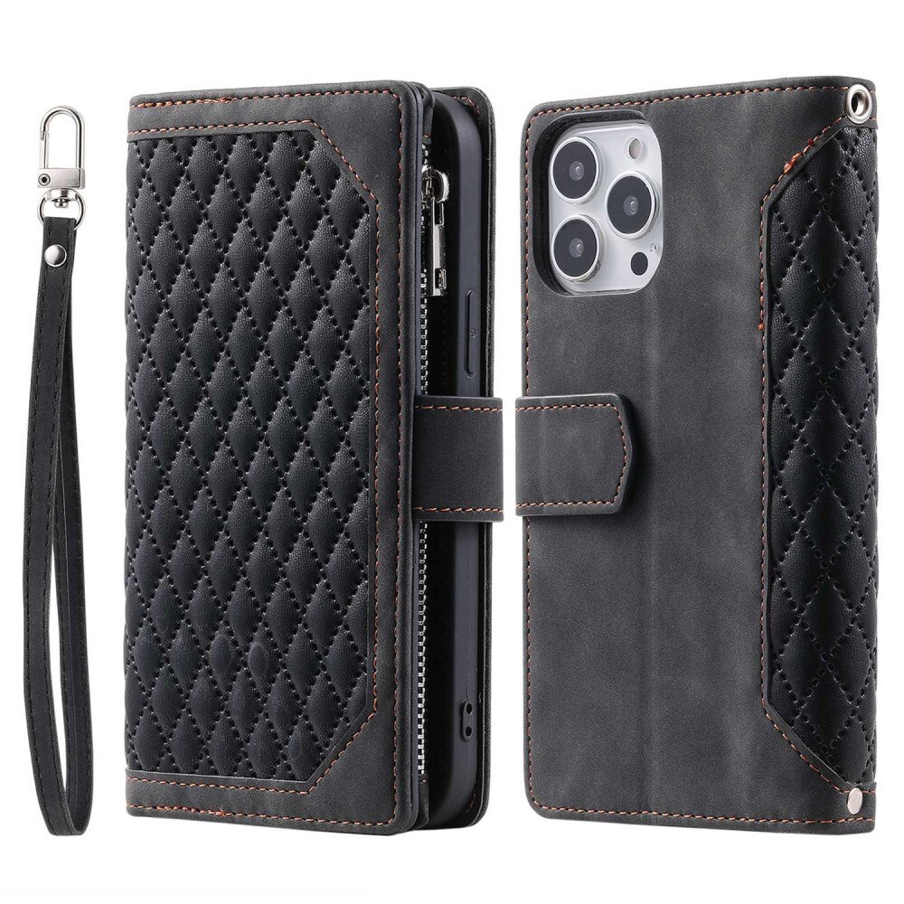 iPhone 13 Pro Quiltet pungtaske, Sort