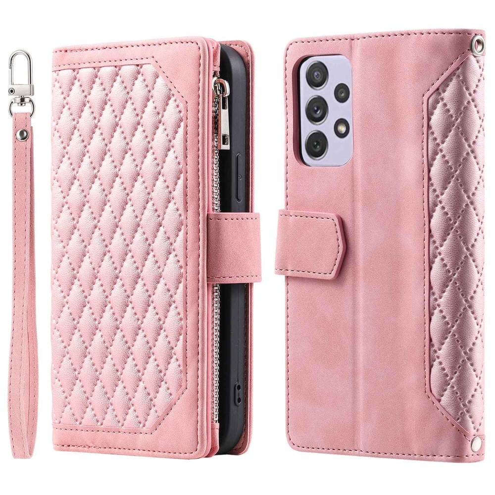 Samsung Galaxy A52 5G Quiltet pungtaske, Lyserød