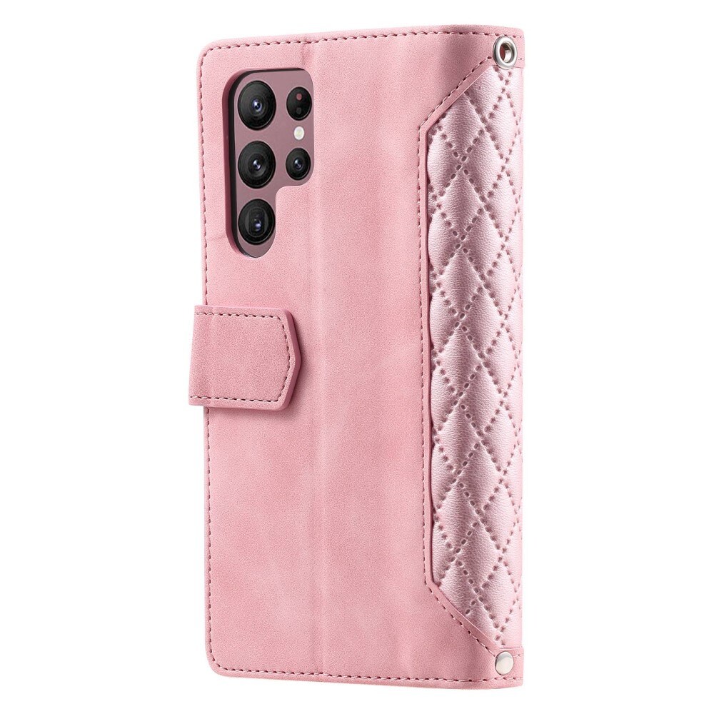 Samsung Galaxy S22 Ultra Quiltet pungtaske, Lyserød