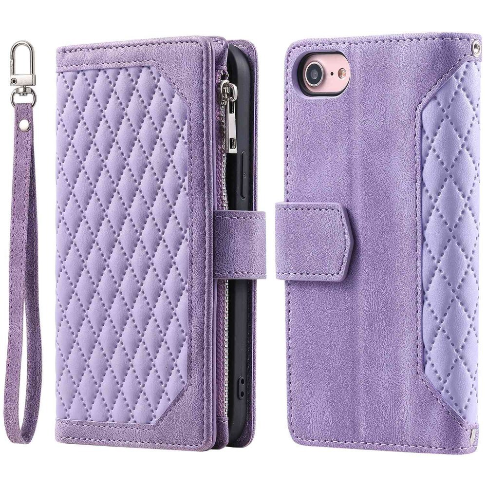 iPhone SE 2022 Quiltet pungtaske, Lilla