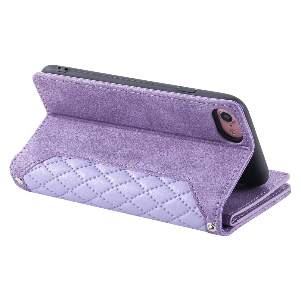 iPhone SE 2022 Quiltet pungtaske, Lilla