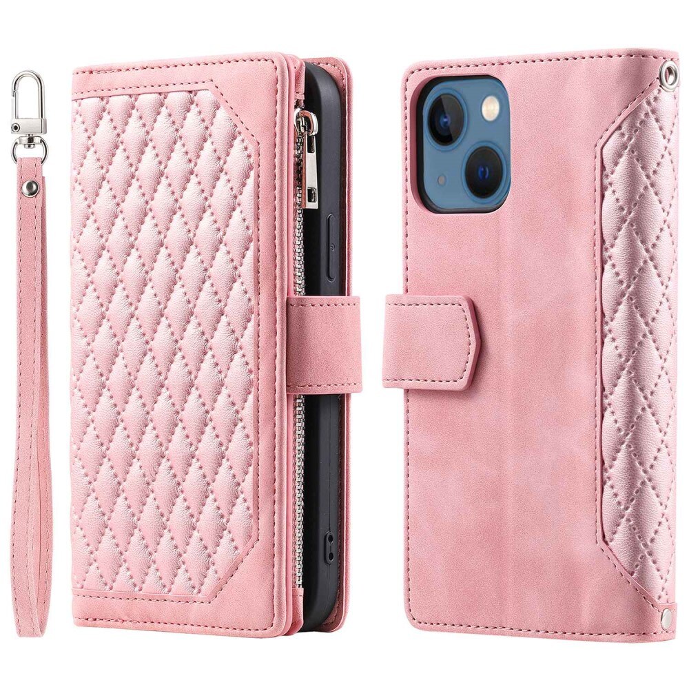iPhone 13 Quiltet pungtaske, Lyserød