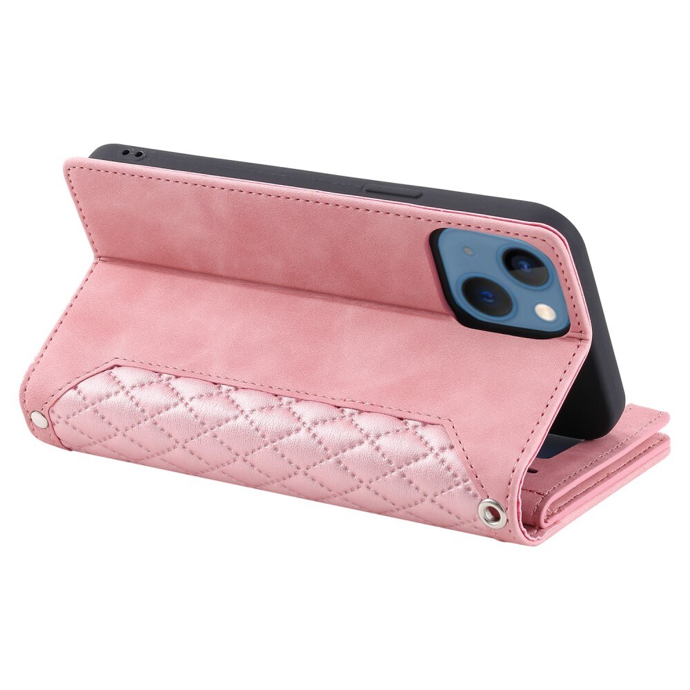 iPhone 13 Quiltet pungtaske, Lyserød