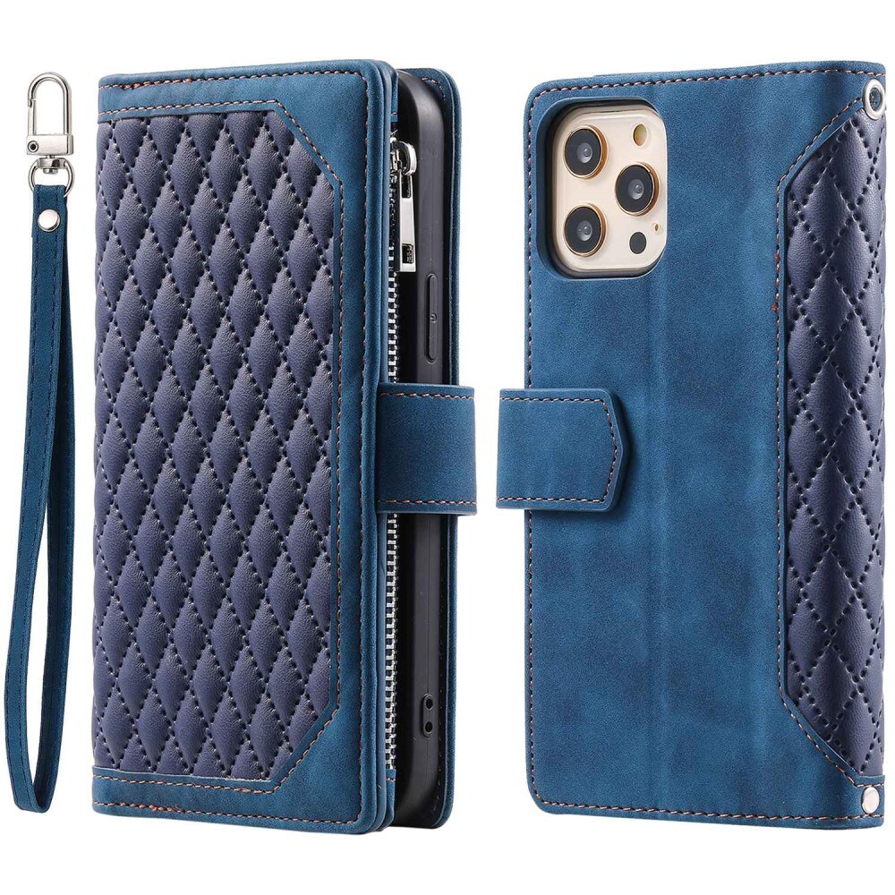 iPhone 12/iPhone 12 Pro Quiltet pungtaske, Blå