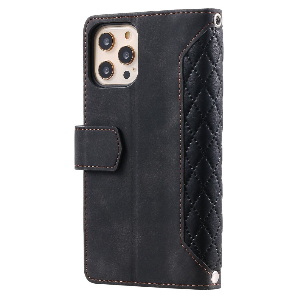iPhone 12/iPhone 12 Pro Quiltet pungtaske, Sort