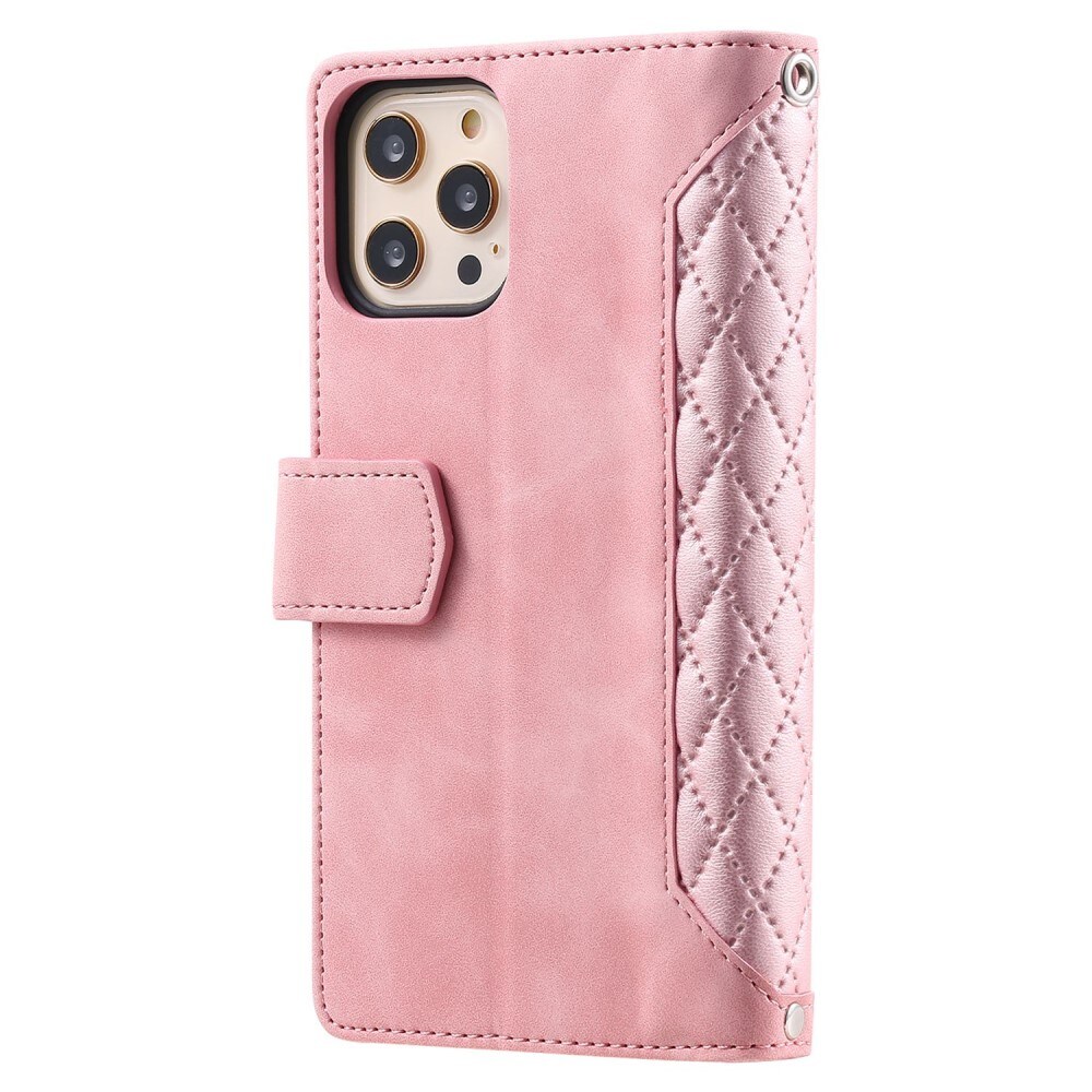 iPhone 12/iPhone 12 Pro Quiltet pungtaske, Lyserød
