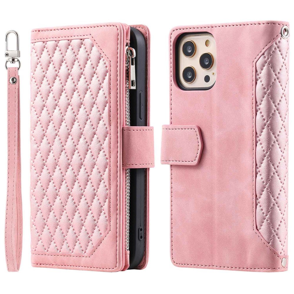 iPhone 12/iPhone 12 Pro Quiltet pungtaske, Lyserød