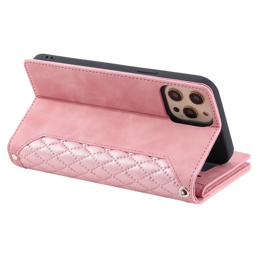 iPhone 12/iPhone 12 Pro Quiltet pungtaske, Lyserød