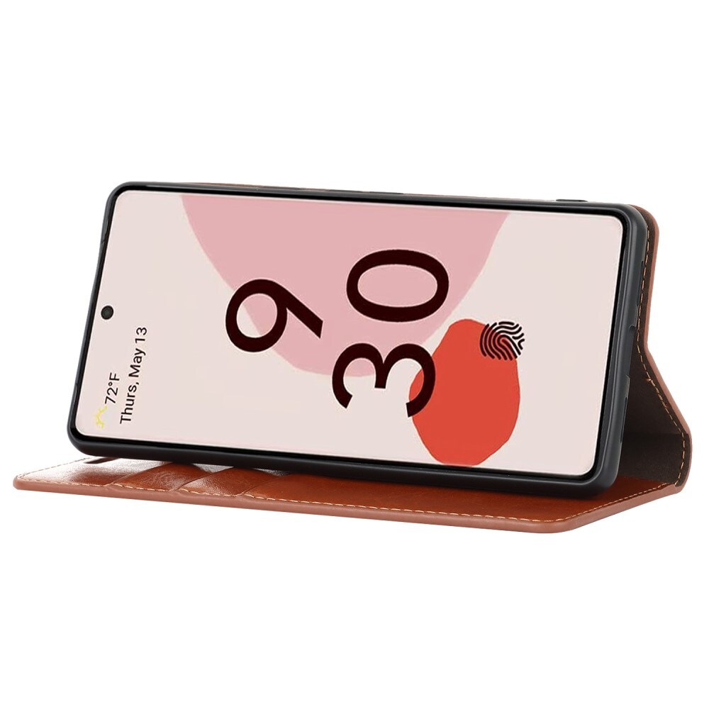 Google Pixel 7 Smidigt mobiletui i ægte læder, Brun