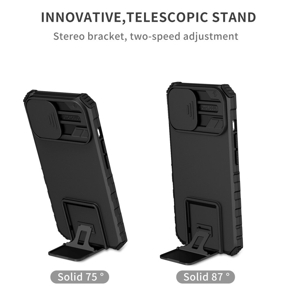 Apple iPhone 14 Cover med Kickstand & Kamerabeskyttelse, Sort