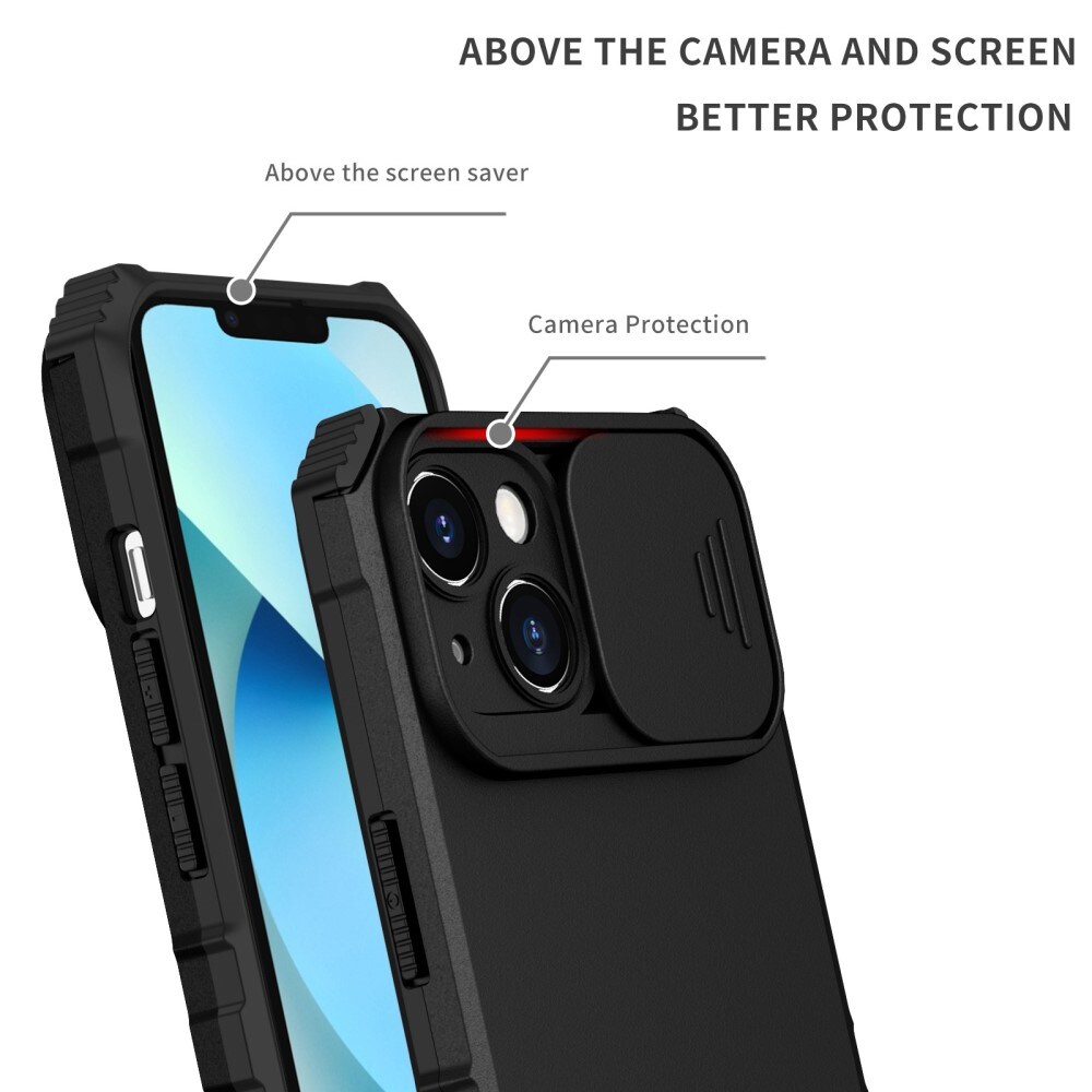 Apple iPhone 14 Cover med Kickstand & Kamerabeskyttelse, Sort