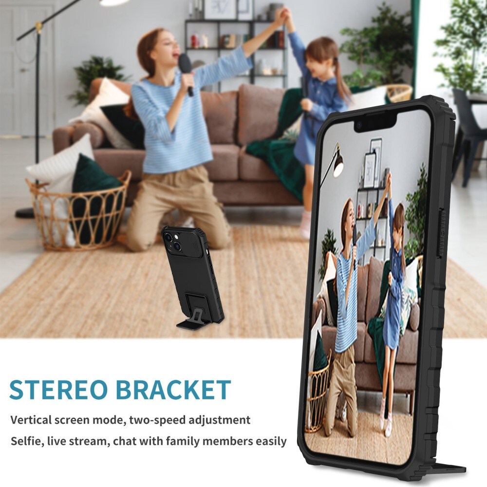 Apple iPhone 14 Cover med Kickstand & Kamerabeskyttelse, Sort