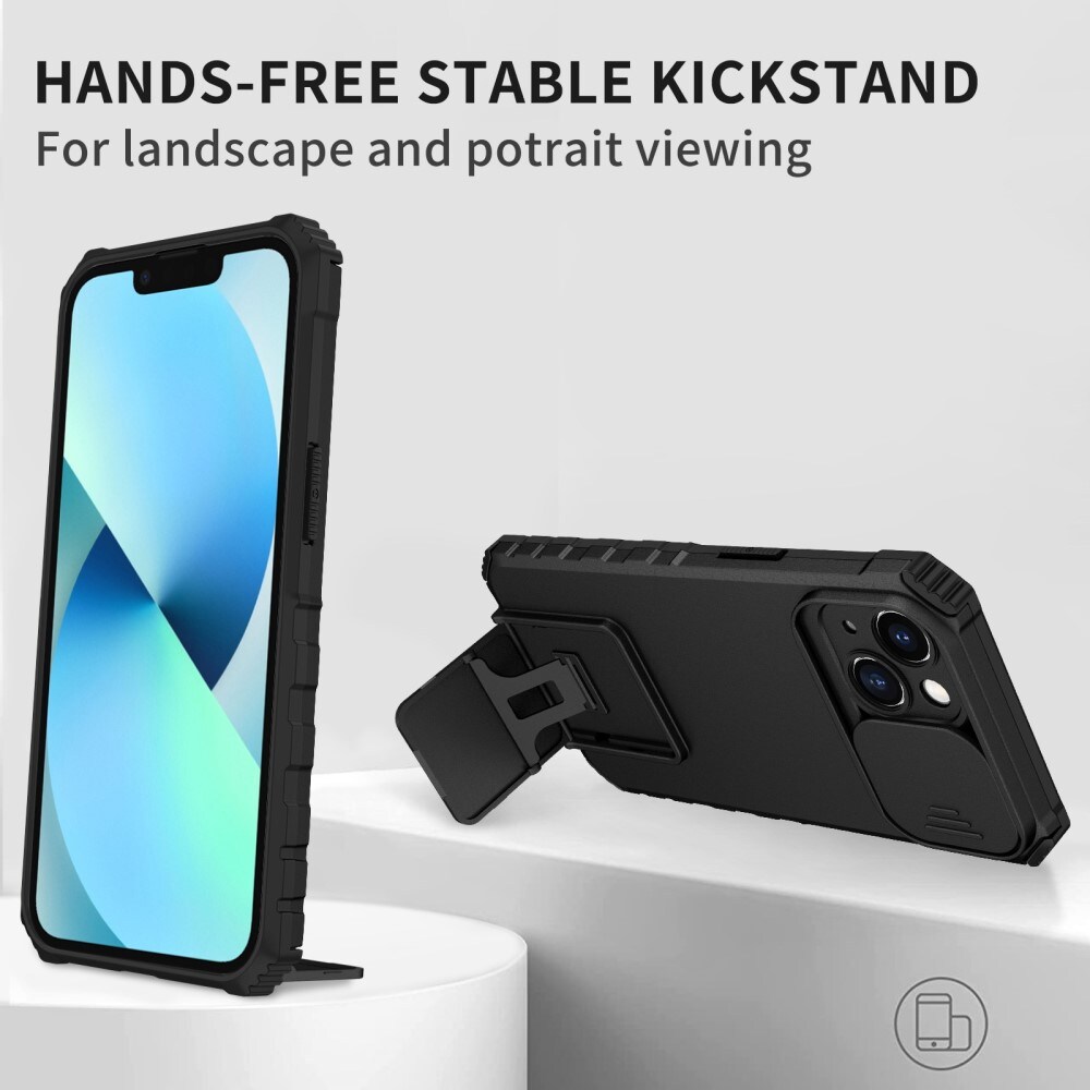Apple iPhone 14 Cover med Kickstand & Kamerabeskyttelse, Sort