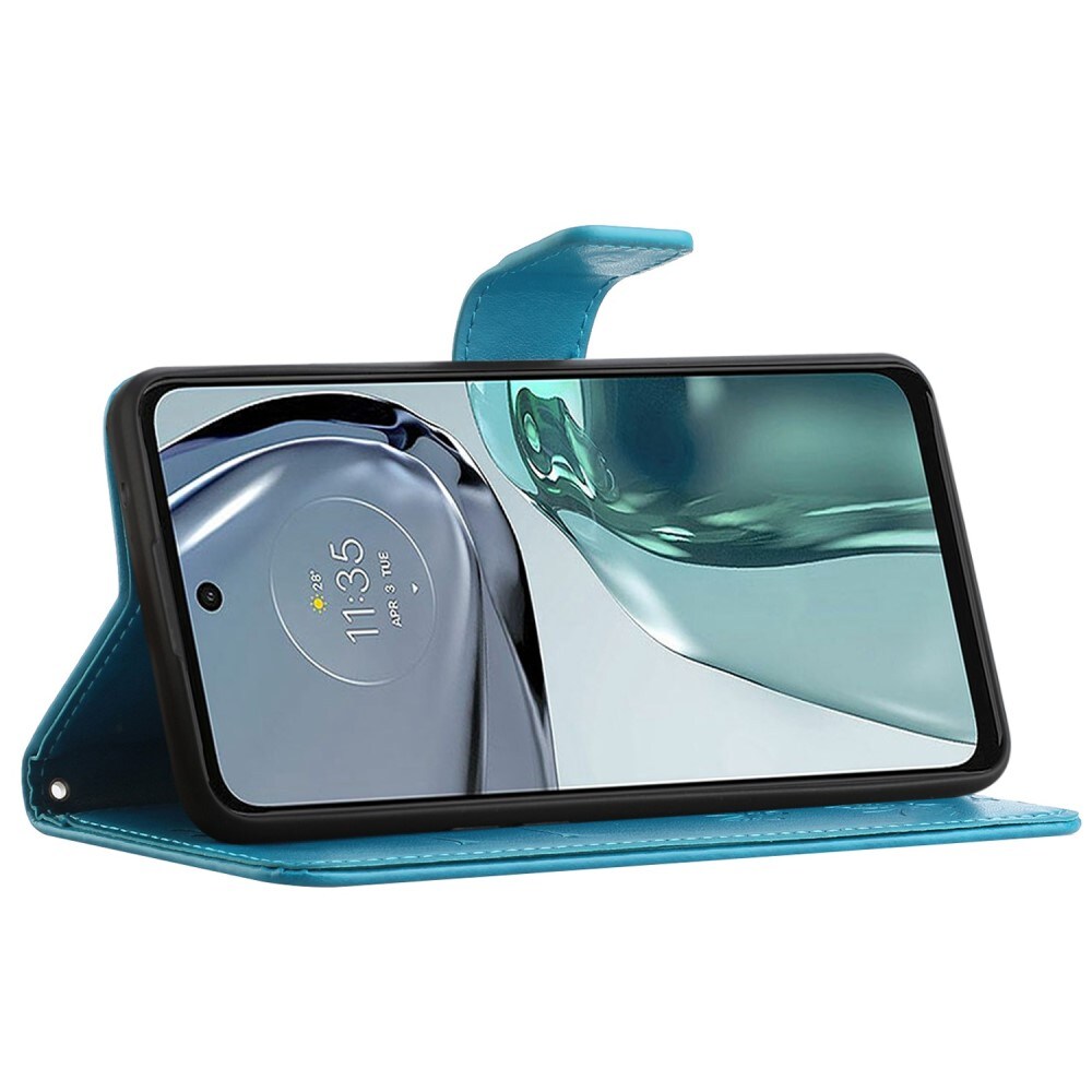 Motorola Moto G62 Mobiletui med sommerfugle, Blå